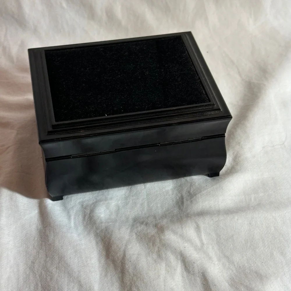 Jewelry Box Black Excellent Mirror Ring Roll Velvet Top Vanity Minimalist Travel